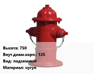Пожарный гидрант 750 d=125 подземный чугун